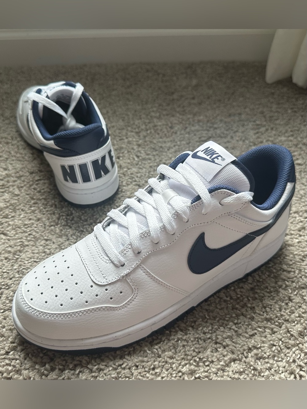 Women’s Nike Big Low Sneakers White / Midnight Navy Blue Shoes